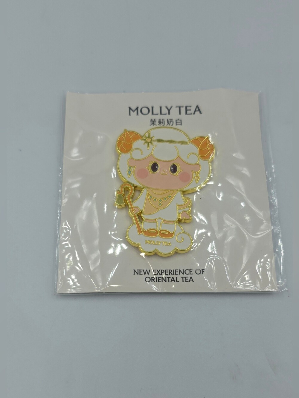 MOLLY TEA Gold-Trim Enamel Pin Aries Zodiac Sheep Ram Birthday VIP Promo Pin